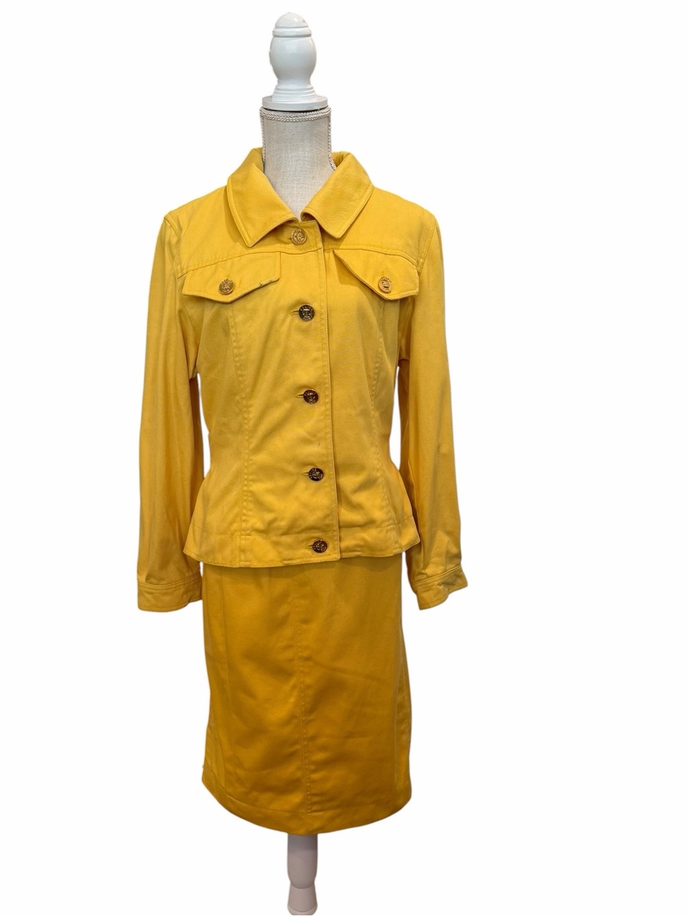 Celine DenimYellow Jacket And Skirt